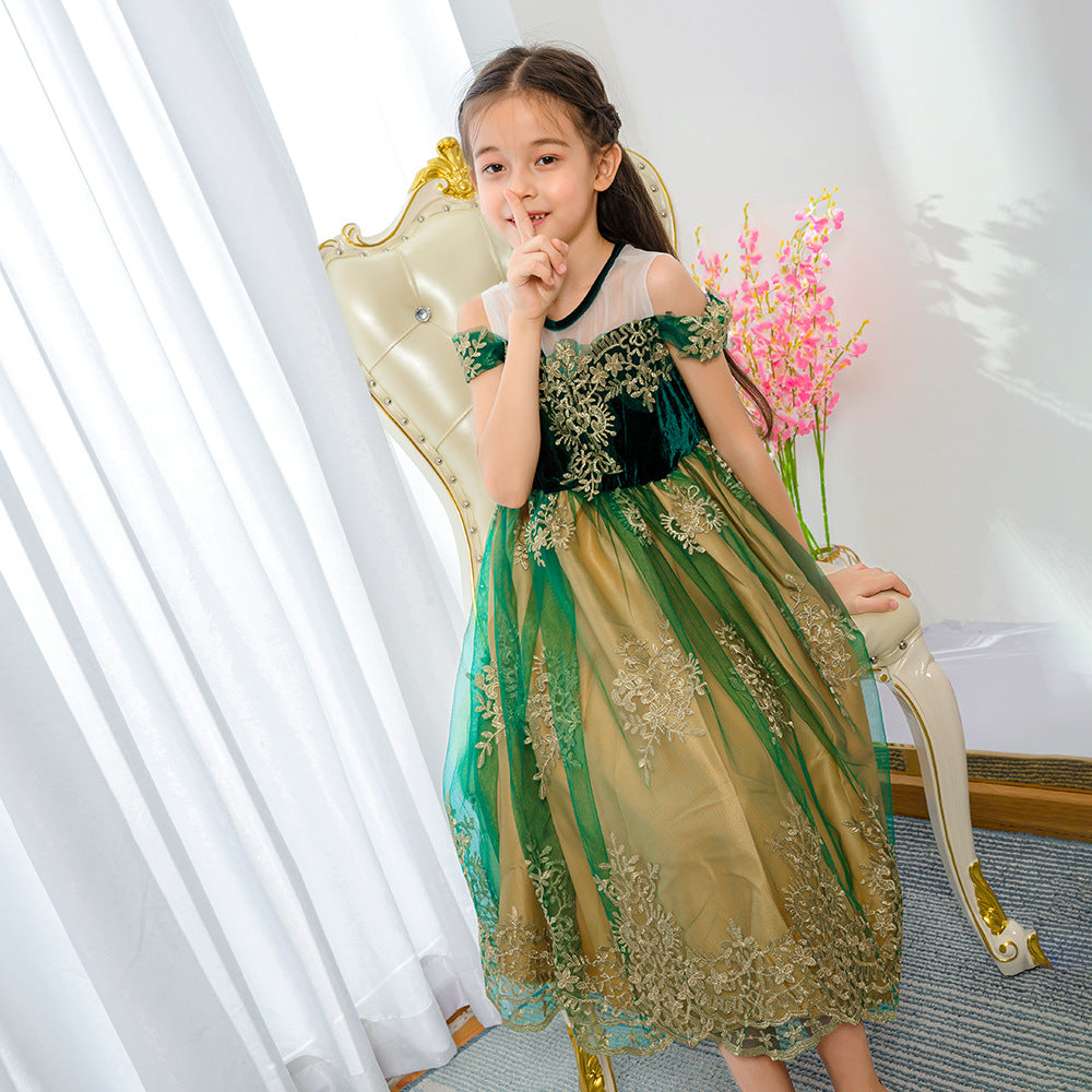 Kid Baby Girls Shoulder Princess Frozen Dress