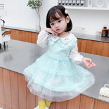 Girl Autumn Casual Cute Gauze Dress 2 Pcs Set