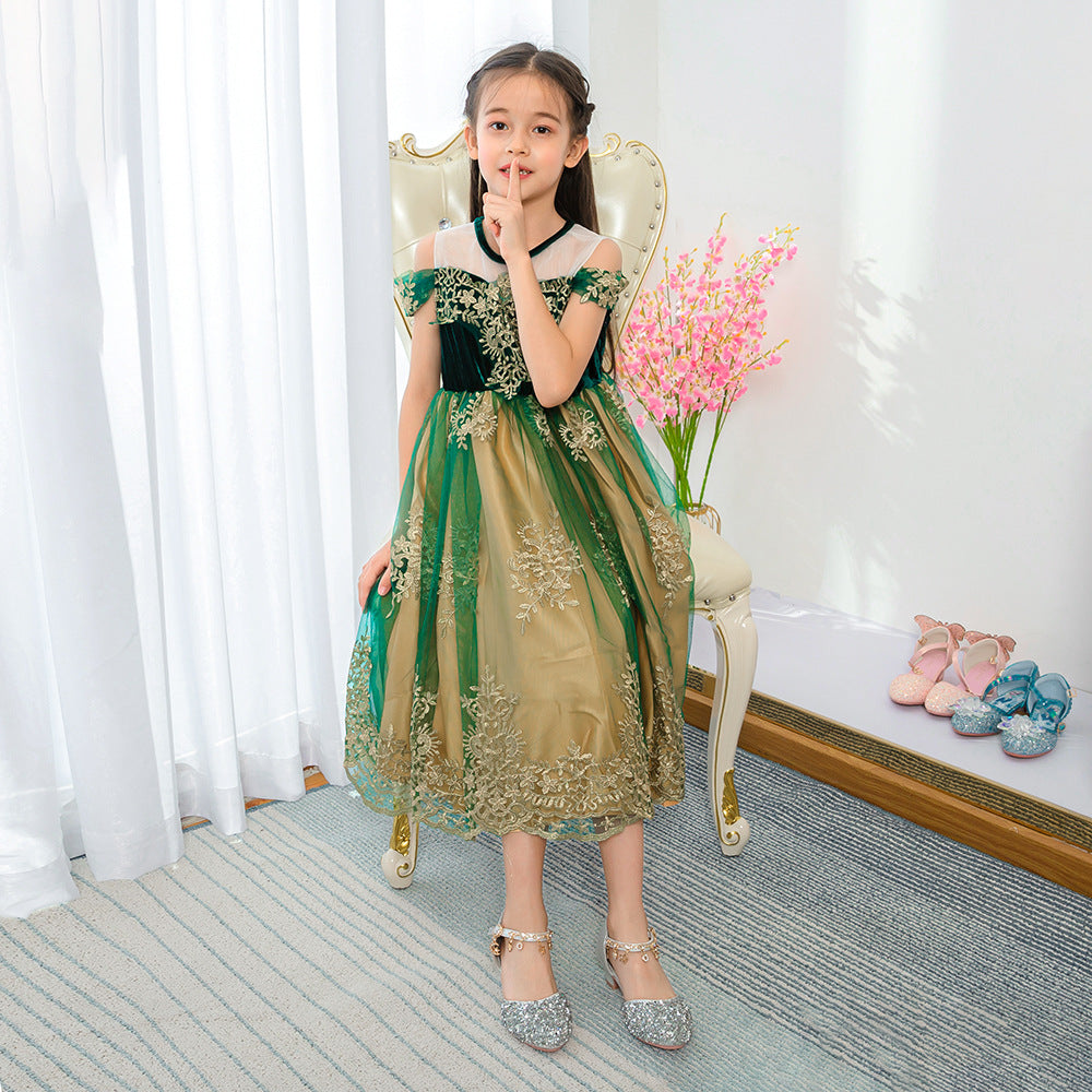 Kid Baby Girls Shoulder Princess Frozen Dress