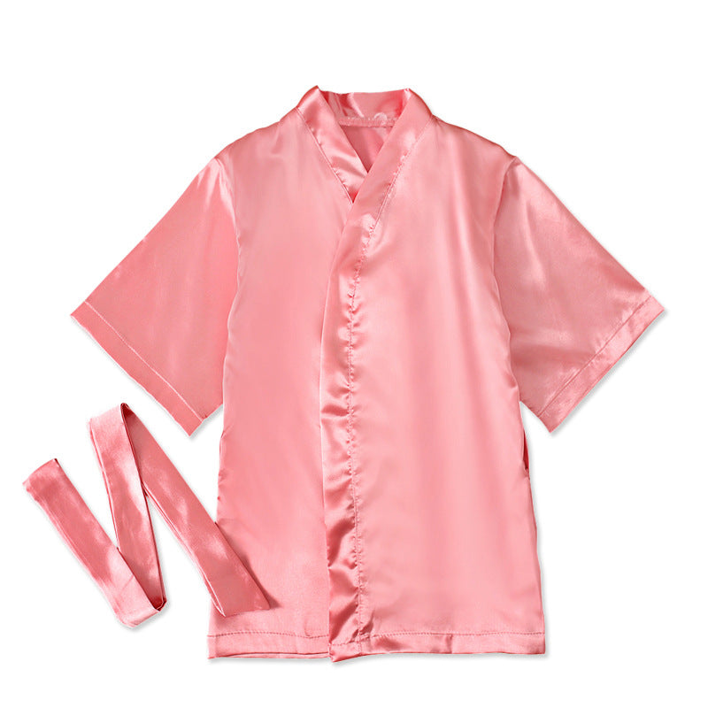 Kid Baby Girls Solid Letter Printing Bandage Bathrobe Sleepwear Pajamas