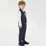 Kid Boy Suit Plaid 4 Pcs Formal Party Sets