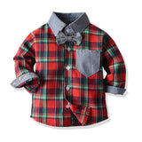 Long-sleeved Plaid Baby Boy Christmas Set 2 Pcs Suits