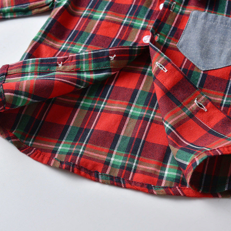 Long-sleeved Plaid Baby Boy Christmas Set 2 Pcs Suits