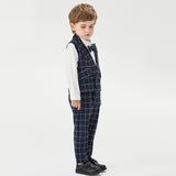 Kid Boy Suit Plaid 4 Pcs Formal Party Sets