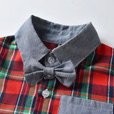 Long-sleeved Plaid Baby Boy Christmas Set 2 Pcs Suits