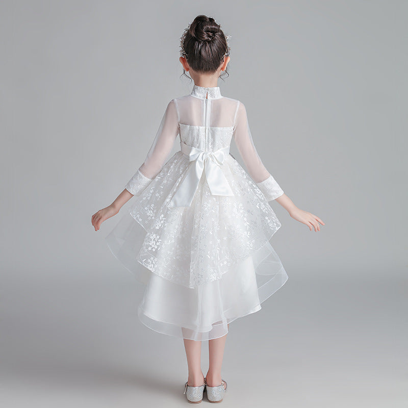 Girl Princess Girl Fluffy Yarn Korean Long Sleeve Dress 3-12 Years