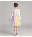 Girl Autumn Super Rainbow Long Sleeve Flower Dress 3-10 Years