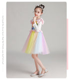 Girl Autumn Super Rainbow Long Sleeve Flower Dress 3-10 Years