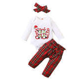 Baby Girls Christmas Long Sleeve Set Ins Plaid 3 Pcs Set