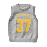 Kid Baby Boy Round Neck Jacquard Knit Waistcoat Pure Cotton Sweater Vest