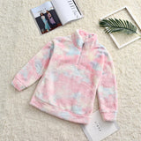 Family Matching Stand-up Collar Double-sided Plush Tie Parent-child Sweatshirt