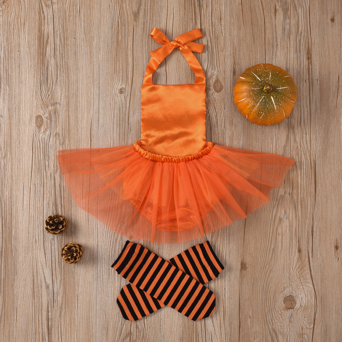 Baby Girl Halloween Smiling Face Embroidered Gauze Climbing Rompers