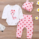 Baby Girl Set Cute Giraffe Pink Dot 2 Pcs
