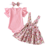 Baby Girl Ruffle Short Sleeve Floral 3 Pcs Sets