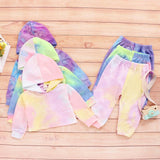 Kid Baby Girl Tie-Dyed Long Sleeve Outfits Set 2 Pcs