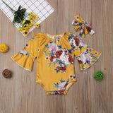 Baby Girl Long Sleeve Floral Romper Warm 2 Pcs Set