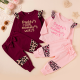 Baby Girl Letter Print Long Sleeve Ruffle Suits 3 Pcs Sets