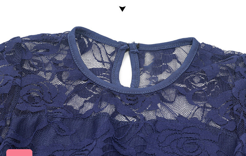 Kid Girl Long Lace Rose Embroidered Flower Mesh Yarn Dresses