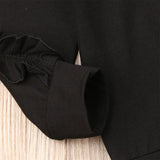 Baby Girl Solid Ruffle Long Sleeve Sets 2 Pcs Suits