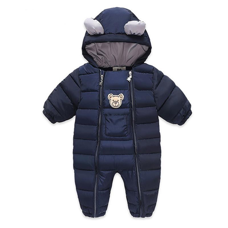 Baby Boy Girl Cartoon Bear Romper Double Zipper Snowsuit
