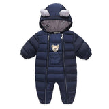 Baby Boy Girl Cartoon Bear Romper Double Zipper Snowsuit