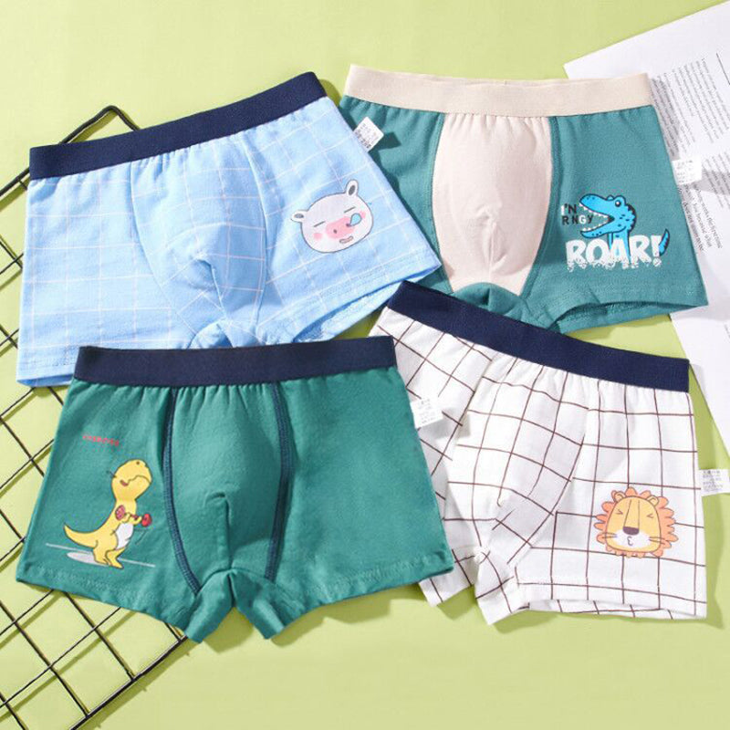 Kid Boys Cartoon Underwear Cotton Teens Briefs Soft Shorts 4 Lots