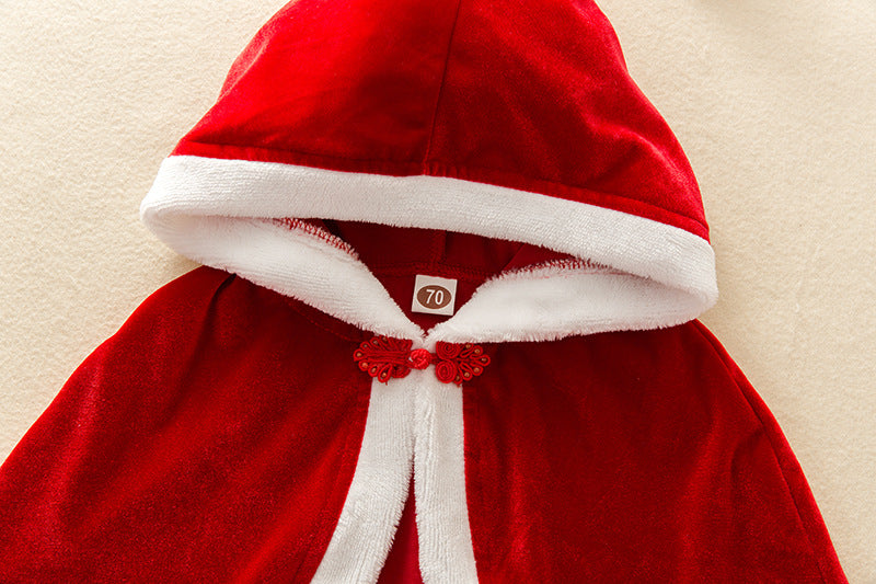 Ins Christmas Baby Girls Outfit Plus Hooded 3Pcs Sets