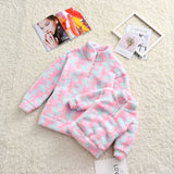 Family Matching Stand-up Collar Double-sided Plush Tie Parent-child Sweatshirt