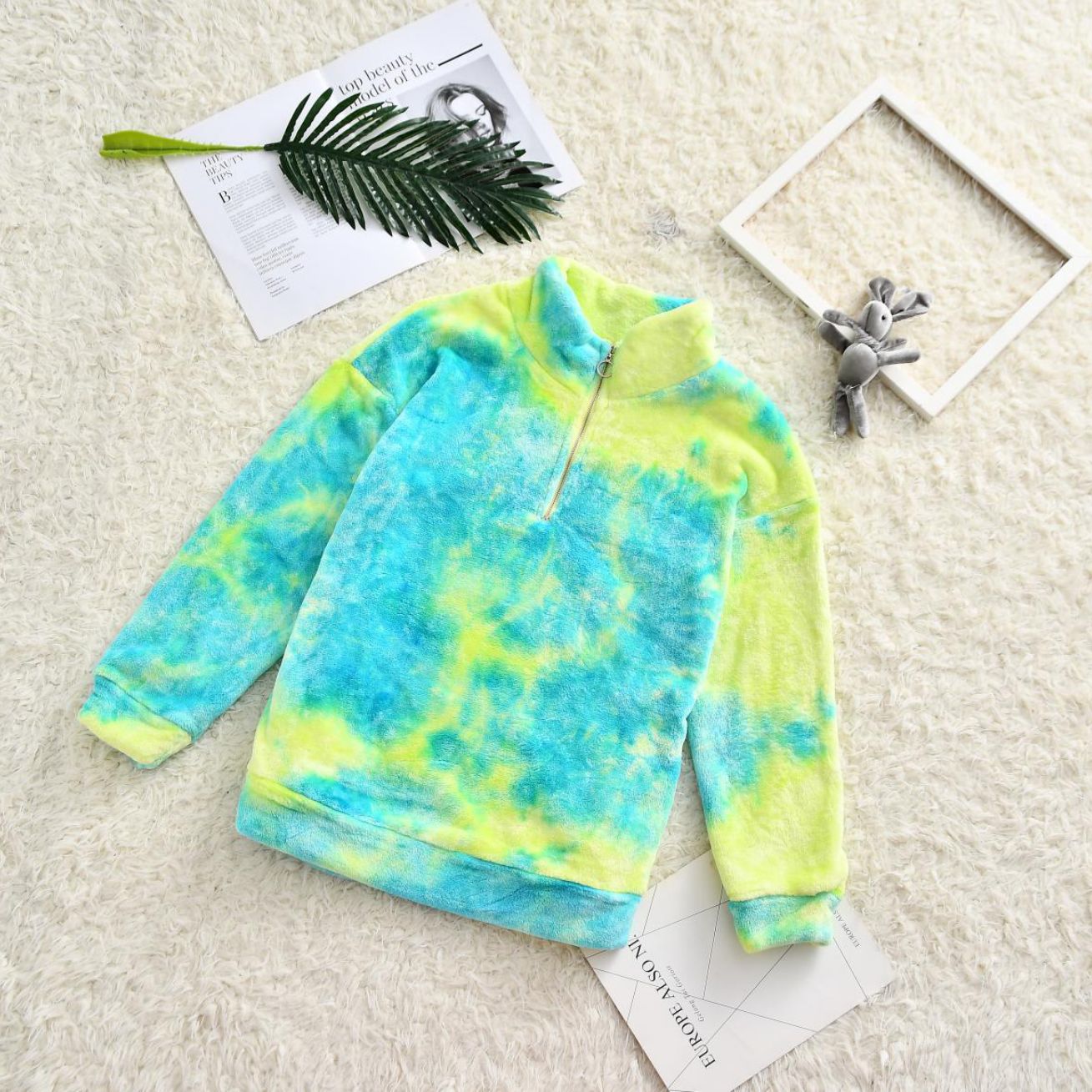 Family Matching Stand-up Collar Double-sided Plush Tie Parent-child Sweatshirt