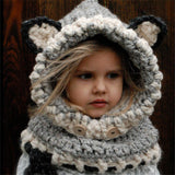Girl Christmas Fox Ear Winter Hat Windproof Hats Scarf Cap