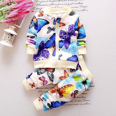 Toddler Baby Girls Casual Butterfly 2 Pcs Outfits