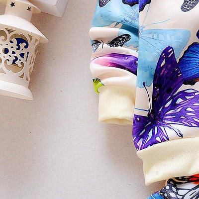 Toddler Baby Girls Casual Butterfly 2 Pcs Outfits