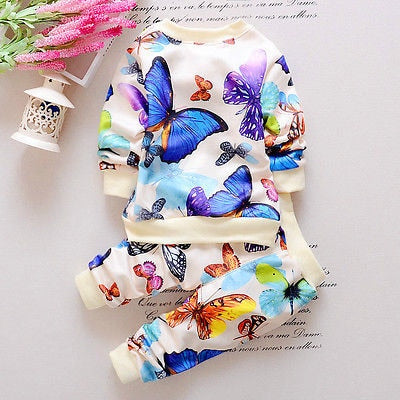 Toddler Baby Girls Casual Butterfly 2 Pcs Outfits