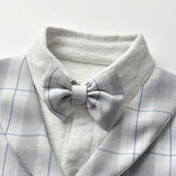 Baby Boy Jumpsuit Gentleman Bow Tie Crawl Plaid Rompers