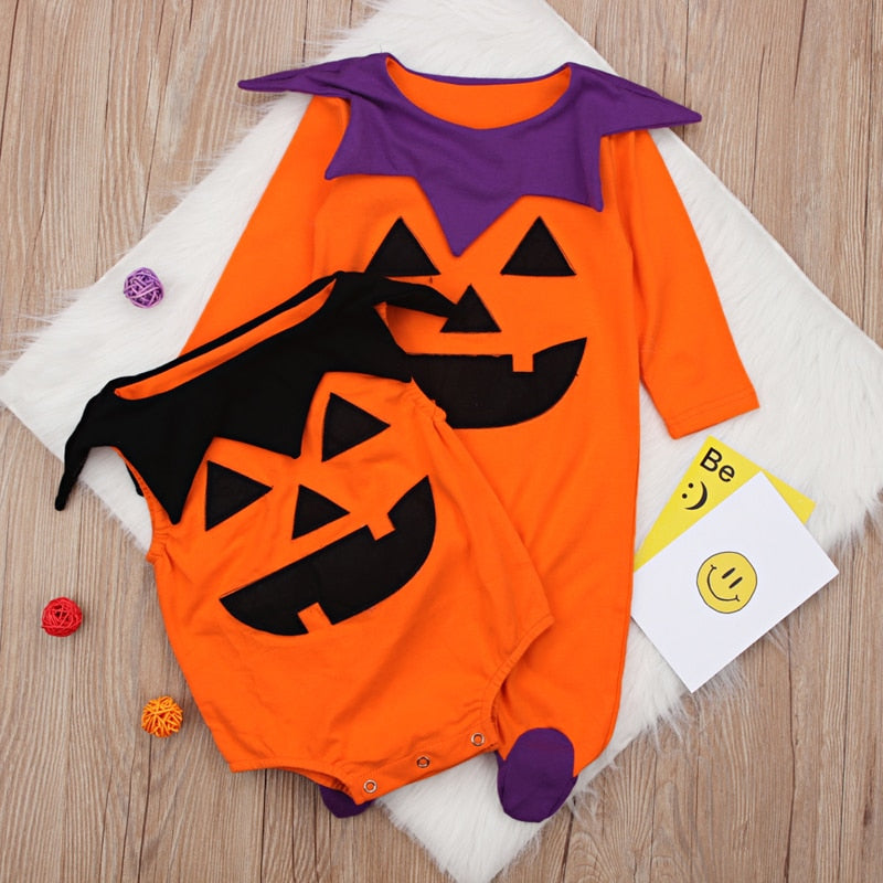 Baby Boy Girls Halloween Rompers Cotton Pumpkin Jumpsuits Outfit 3-24M
