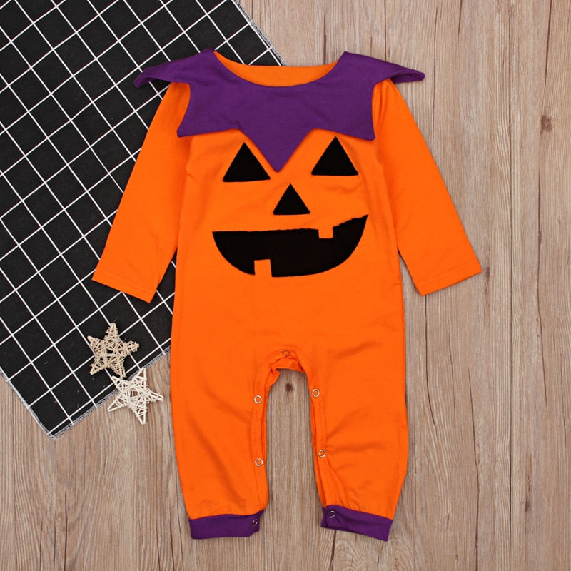 Baby Boy Girls Halloween Rompers Cotton Pumpkin Jumpsuits Outfit 3-24M