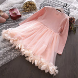 Girl Petal Mesh Tutu Spring Autumn Flower Dresses 1-8 Years