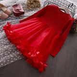 Girl Petal Mesh Tutu Spring Autumn Flower Dresses 1-8 Years