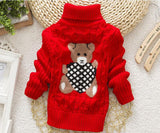 Girls Boys Warm Thick Knitted Turtleneck Sweaters