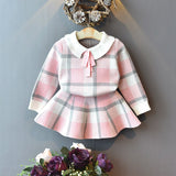 Kind Baby Mädchen Stricken Set Winter Mode Plaid 2 Pcs