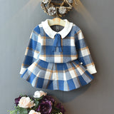 Kind Baby Mädchen Stricken Set Winter Mode Plaid 2 Pcs