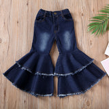 Fashion Girls Flared Trousers Jeans Bell-bottom Trousers Wide Leg Denim Pants