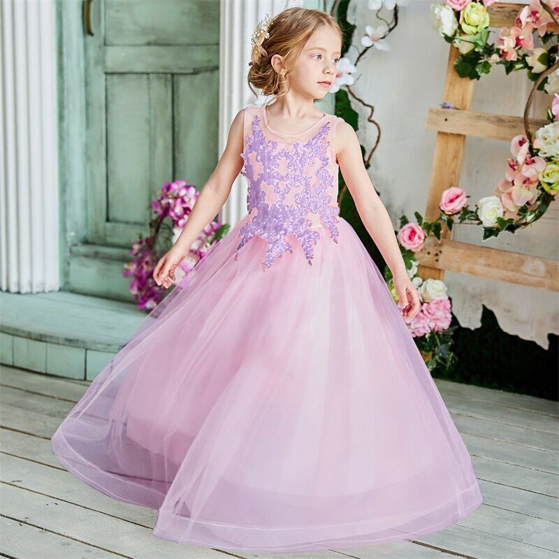 Teenager Girls Birthday Princess Dress Vintage Appliques Flower Ball Gown - honeylives