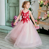 Kid Teenager Girls Birthday Princess Vintage Appliques Flower Gown Dress