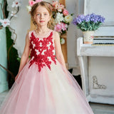 Teenager Girls Birthday Princess Dress Vintage Appliques Flower Ball Gown - honeylives