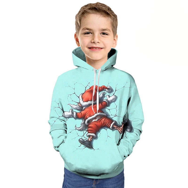 Kids Boy Christmas T shirt Cartoon Hoodie Santa Reindeer 3D Printed Sweatshirt