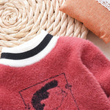 Kids Girl Autumn Winter Knit Sweater Hooded Velvet Cartoon Sweater