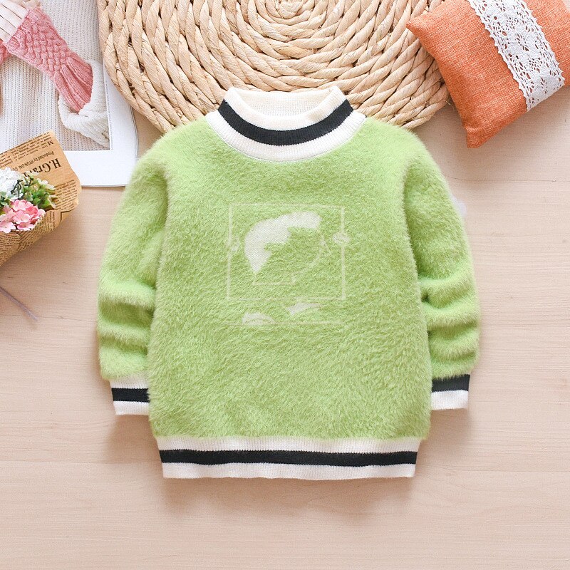 Kids Girl Autumn Winter Knit Sweater Hooded Velvet Cartoon Sweater