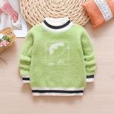 Kids Girl Autumn Winter Knit Sweater Hooded Velvet Cartoon Sweater