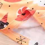 Kids Girl Halloween Long Sleeve A-line Flower Print Dress For 2-7 Years